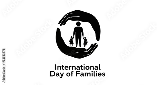 International Day of Families Logo: Hands Protecting Family Silhouette