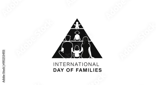 International Day of Families Pyramid Silhouette with People and Children