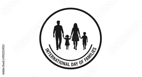International Day of Families Silhouette Emblem - Parents and Children Walking