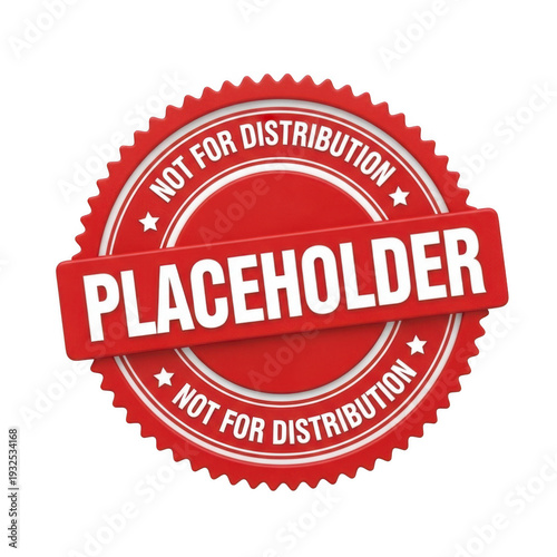 A red placeholder stamp on a white background with a circular design.