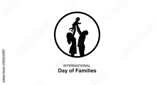 International Day of Families Silhouette Icon - Parents Lifting Child