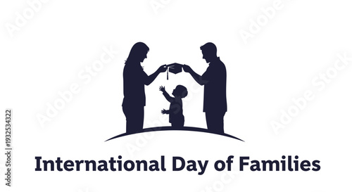 International Day of Families Silhouette: Parents and Child Celebrating Unity
