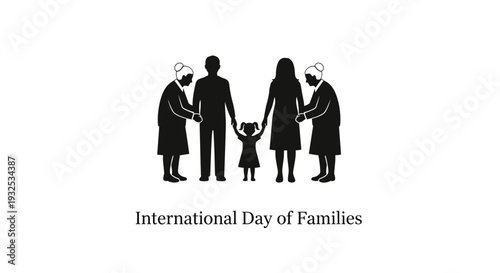 International Day of Families Silhouette: Parents, Child, Grandparents Together