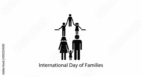 Stick Figure Family Icon with International Day of Families Text