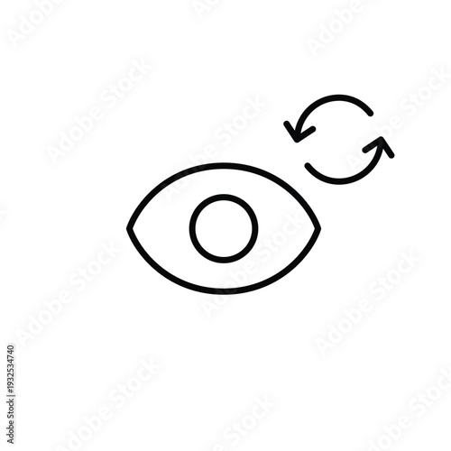 Eye and renew arrows. Vision update, eye refresh, sight renewal. Pixel perfect, editable stroke vector icon