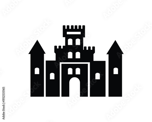 Medieval castle fortress silhouette icon vector illustration