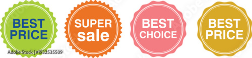 A colorful collection of sale and best price stickers