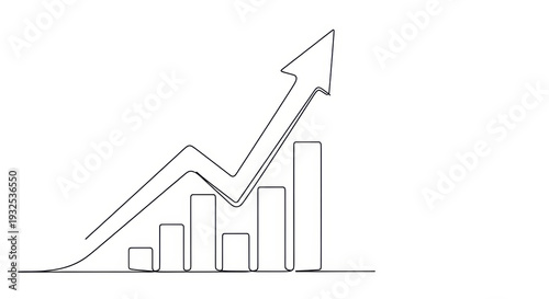 Stock Market Graph Up Arrow Business Growth Line Art Vector