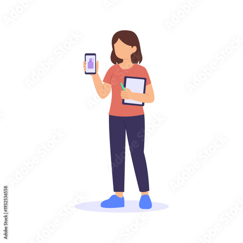 Taking Online Order, Receiving fragrance purchase through digital platform, Flat vector character illustration