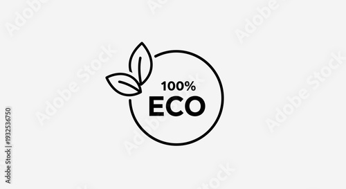 100 Percent Eco Label Icon – Organic Natural Product Badge Vector Illustration