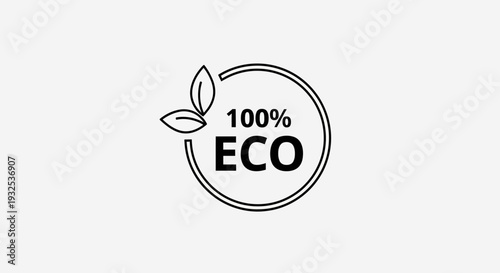 100 Percent Eco Label Icon – Organic Natural Product Badge Vector Illustration