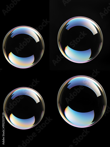 Transparent bubble overlay on black and white backgrounds, showcasing reflections and light distortion, ideal for creative design projects and visual storytelling elements