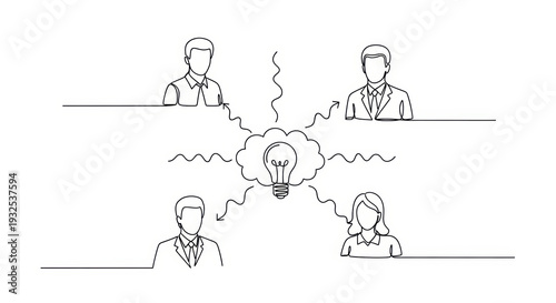 Team brainstorm, collaboration, sharing ideas, innovative concept, business people, lightbulb