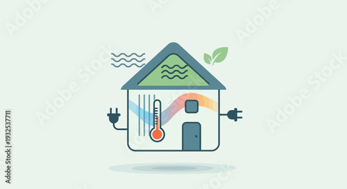 Energy Efficient House Illustration Concept.