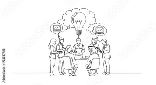 Team Brainstorming Business Meeting Idea Lightbulb Collaboration