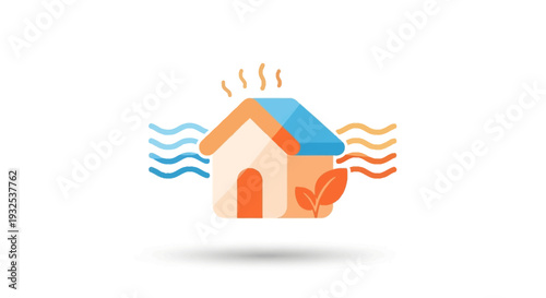 Simple Cartoon House With Heating.