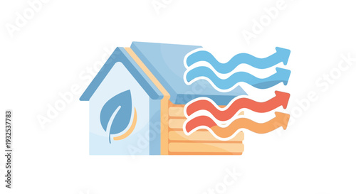 Eco Friendly House with Leaf Design.