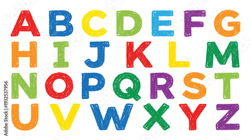 Colorful Alphabet Letters in Rainbow Display. Vector Illustrations. EPS Editable