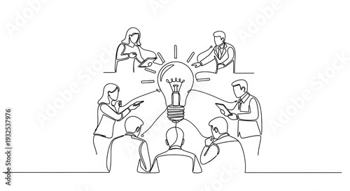 Team Brainstorming Idea Light Bulb Meeting Collaboration Business Concept