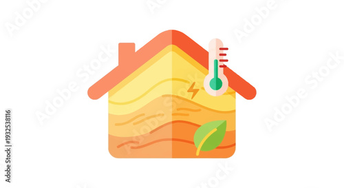 Sustainable house with green leaf.