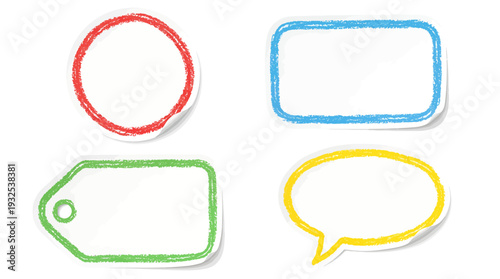 Colorful Speech Bubbles Doodle Illustration of Conversation Tags. Vector Illustrations. EPS Editable