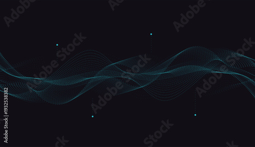 Abstract Big data visualization of points. Technology innovation communication concept digital black and white design background. Vector illustration