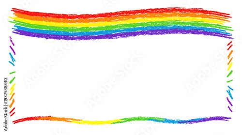 Vibrant Rainbow Brushstroke Frame Displaying Colorful Abstract Border. Vector Illustrations. EPS Editable