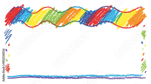 Vibrant Rainbow Ribbon Watercolor Border Illustration. Vector Illustrations. EPS Editable