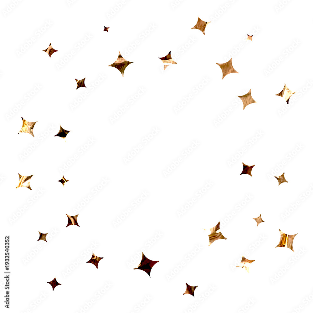 Obraz premium Golden star shapes scattered on a transparent background