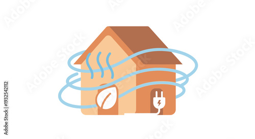 Cartoon house with swirling wind around.