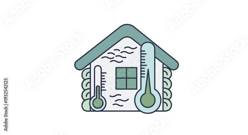 House with thermometer and heat.