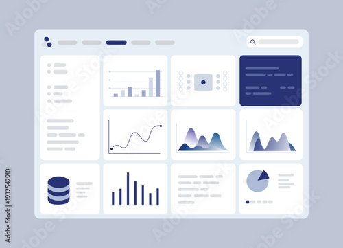 Modern Analytics Dashboard UI Kit – Business Data Visualization Web Admin Panel Interface Vector