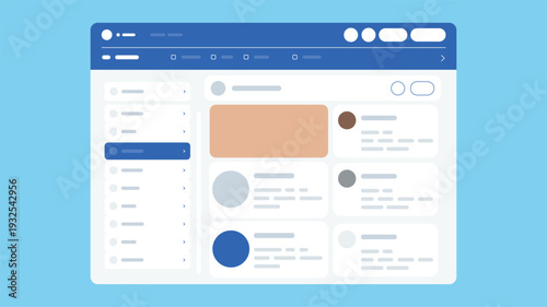 Modern Web Dashboard Interface Layout – Admin Panel UI Design and Website Management Vector Template