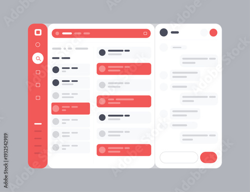 Modern Web App Dashboard UI – Messaging and Social Media Interface Admin Panel Vector Template