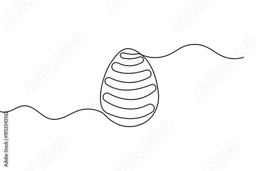 Single line drawing of a simple egg minimalist contour isolated on white background