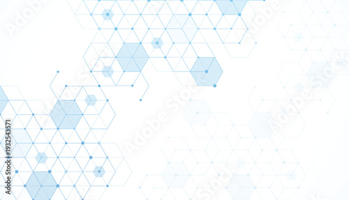 Abstract hexagonal molecular structures in technology background and science style. Medical design. Vector illustration