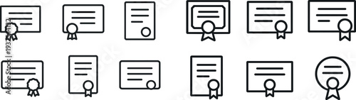 Multiple certificates and awards are displayed in a minimalist style, showcasing accomplishments and academic achievements. The design features ribbons and seals for emphasis.