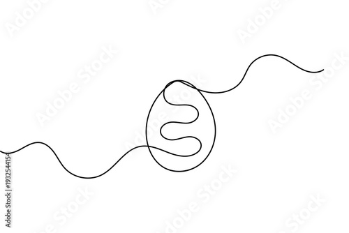 Single line drawing of a simple egg minimalist contour isolated on white background