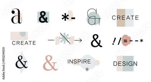 Creative design elements and typography for artistic inspiration and visual communication.