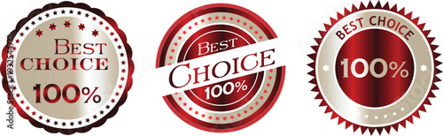 Three best choice labels with 100 percent guarantee