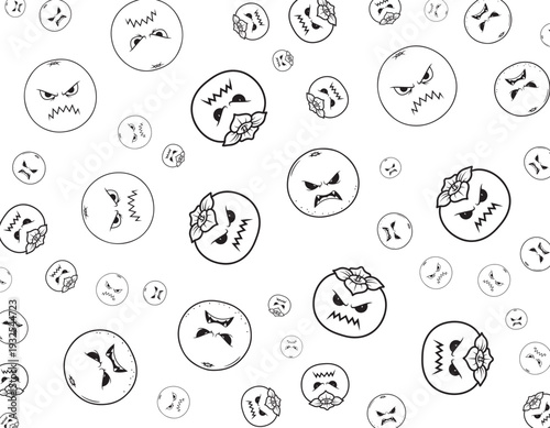 Variety of Emotions Depicted in Simple Line Drawings and Circular Frames