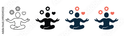 Stress management icon representing relaxation, mental balance, mindfulness concept, wellness symbols