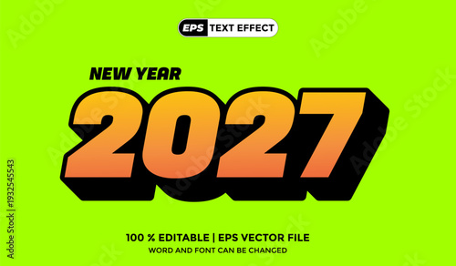2027 Text Effect 3D Design Vector EPS Colour Full Template