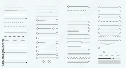 Collection of various line designs and decorative elements for graphic design.