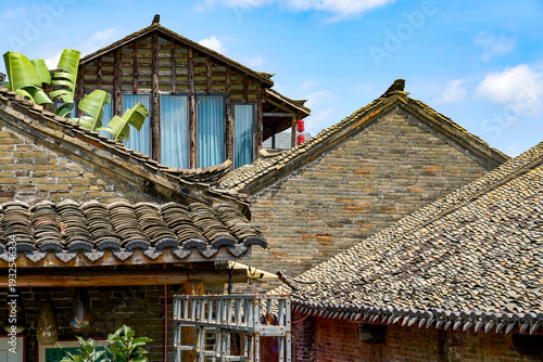 Bilde på lerret Ancient architectural complex of brick and tile houses in rural areas of souther