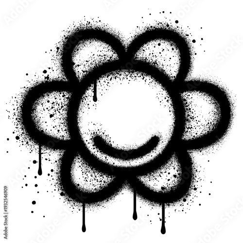 =Flowers in urban graffiti style for kids with black spray paint. vector illustration.