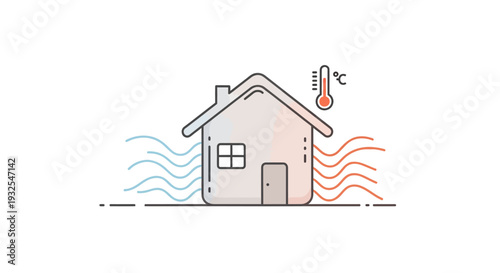 Simple house with heat temperature.