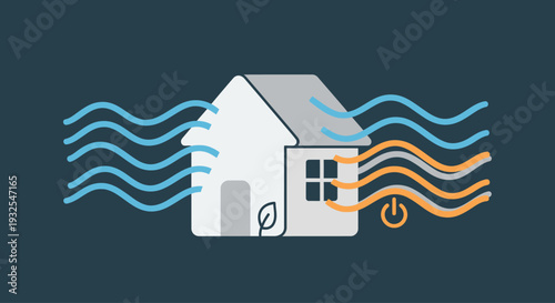 Simple house with energy lines.