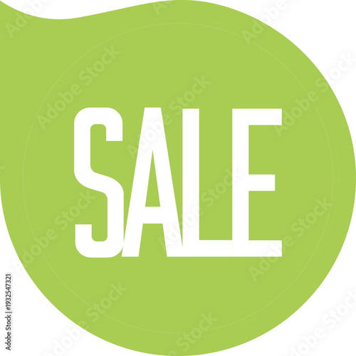 A green circle with sale written in white