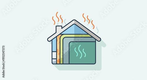 Simple green house with smoke.